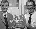 Léon Sturchler (left) and Georges Besson with the &#8216;Prix de l&#8217;Innovation Bulle 2005&#8217; trophy